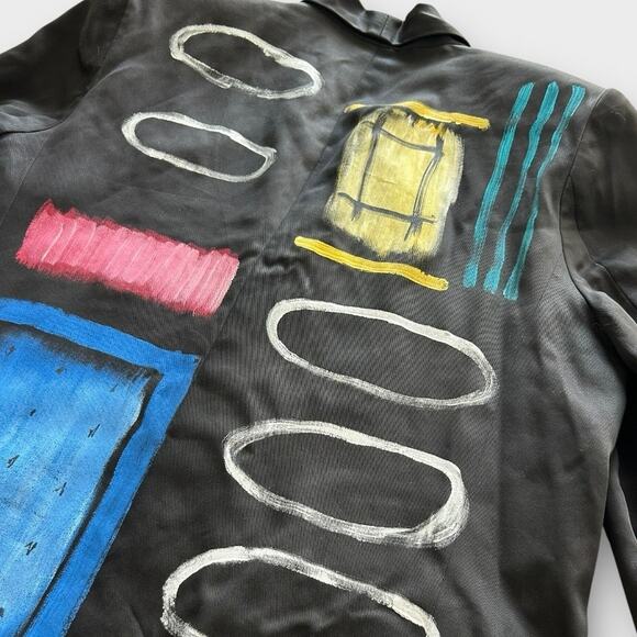 Vintage 80s 90s Jacket Required Hand Painted Blazer Women's 1X Artwear Modern - Picture 11 of 14